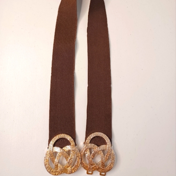 Chico’s One Size Stretch Boho Brown Gold Buckle Belt - Picture 11 of 13